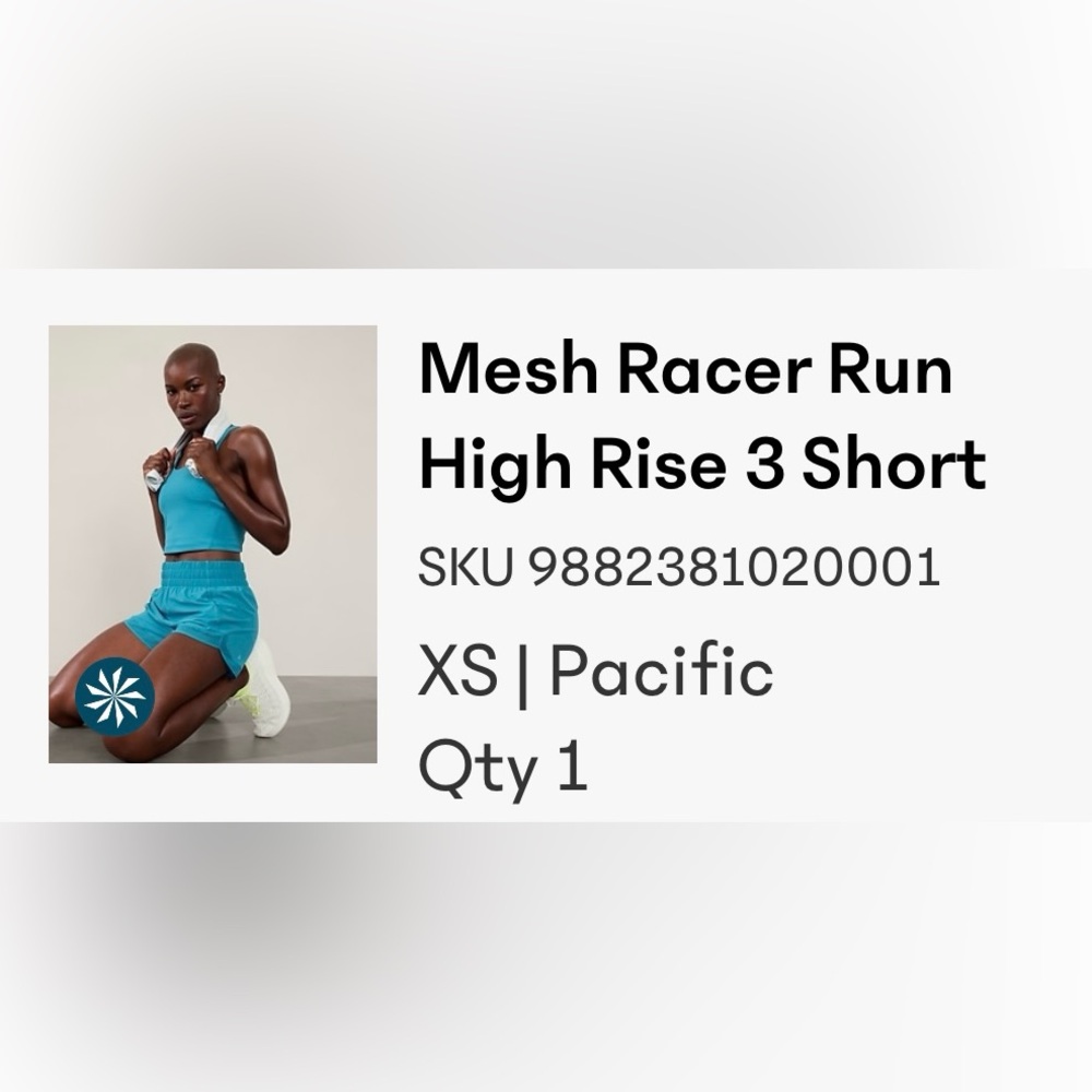 Athleta Mesh Racer Run High Rise 3 Short - XS Pacific